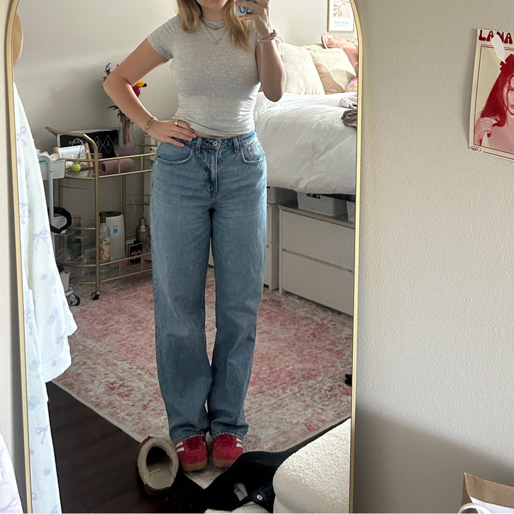 Abercrombie high rise loose jeans, curve love 28, blue